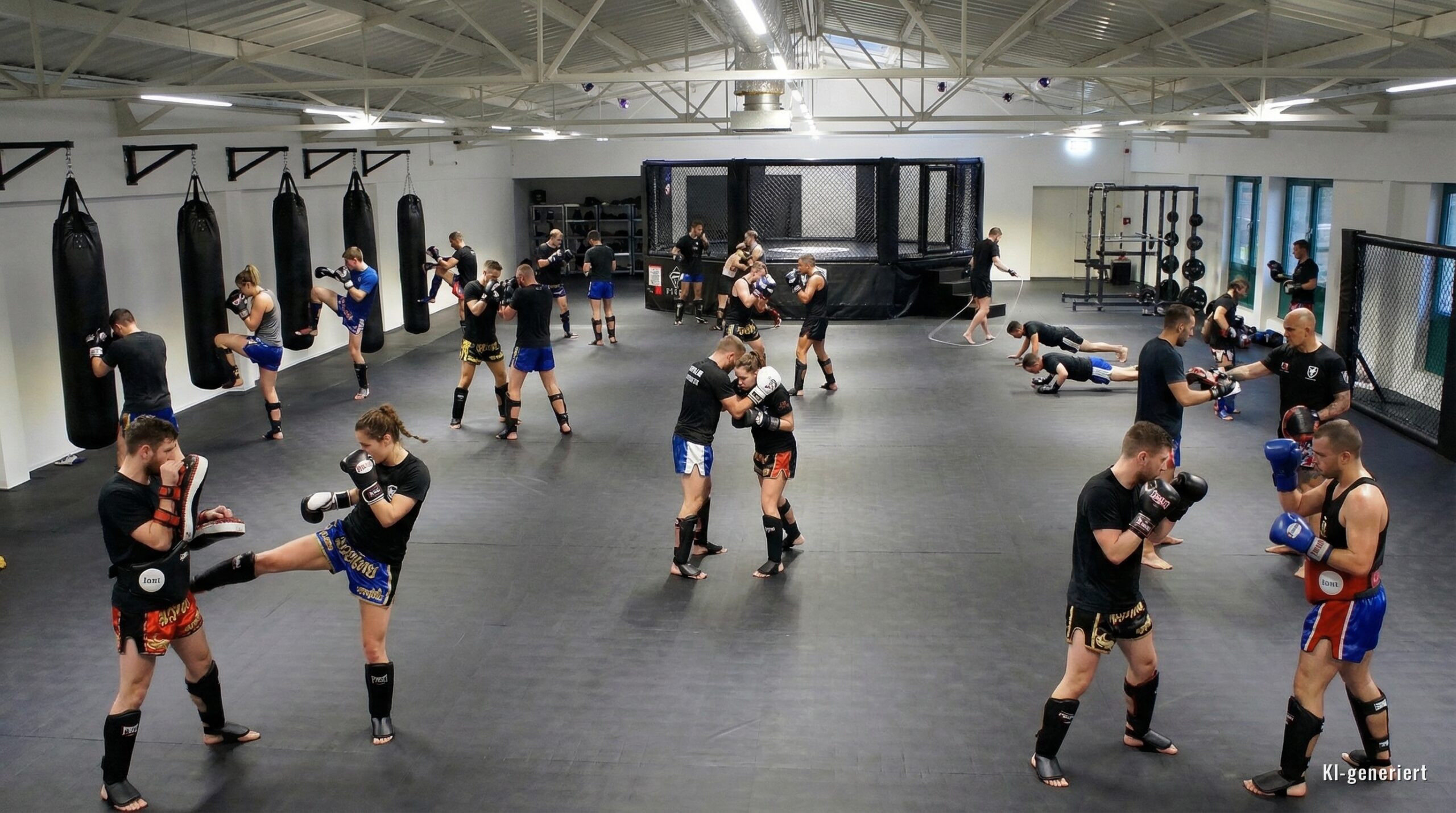 K1- und Kickbox-Training in der Hall of Warriors Bammental, KI-bearbeitetes Bild