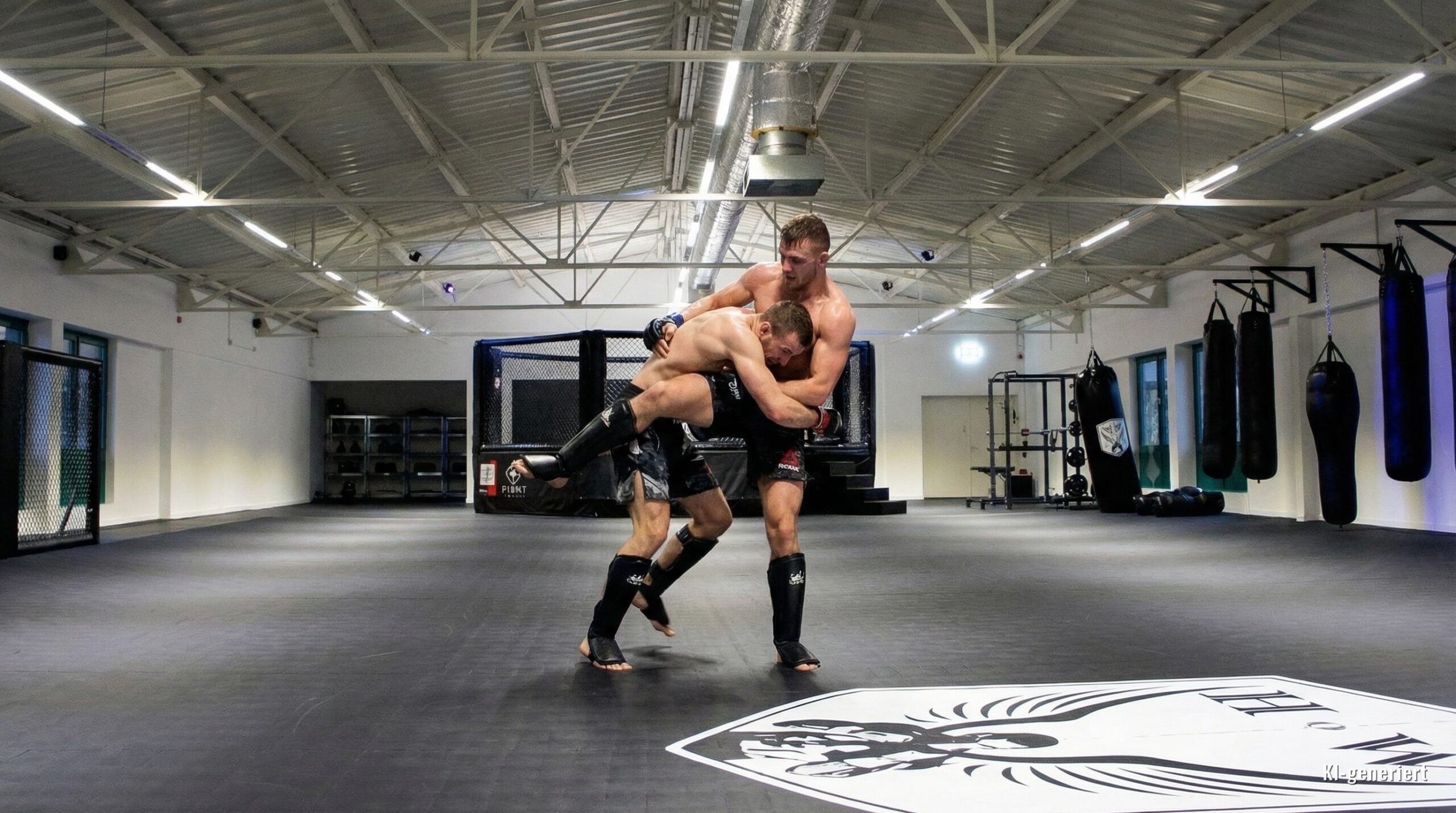 MMA-Training in der Hall of Warriors Bammental, KI-bearbeitetes Bild