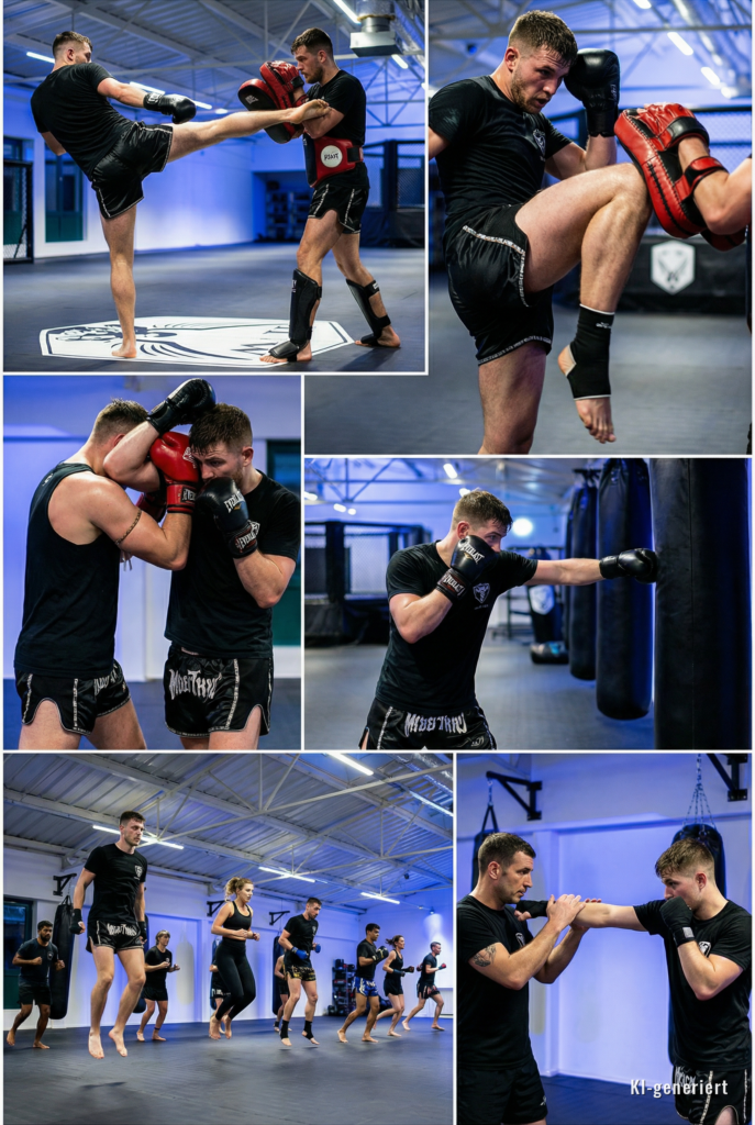 Muay Thai und K1 Training in Bammental, Bildcollage, KI-bearbeitet