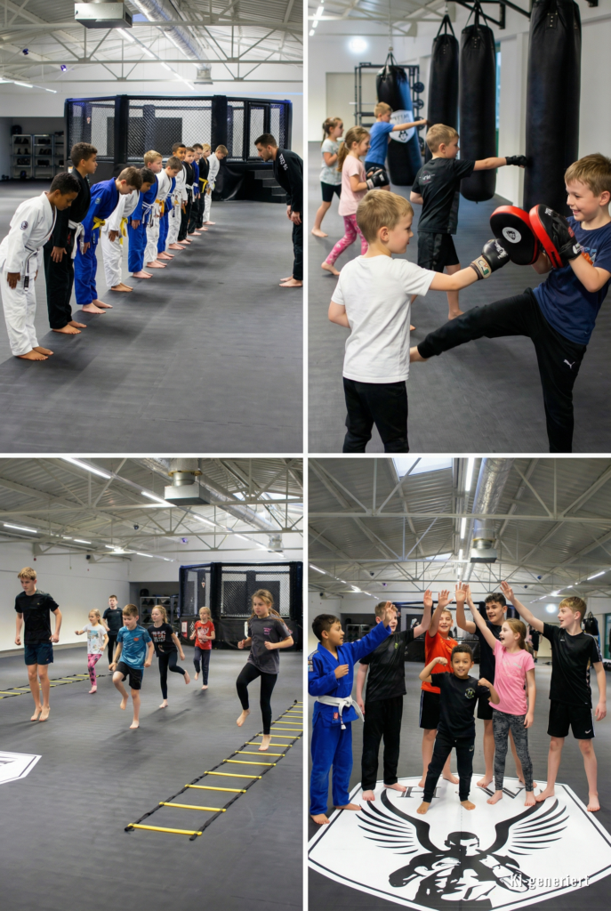 Kampfsport fuer Kinder und Teens in Bammental, Bildcollage, KI-bearbeitet